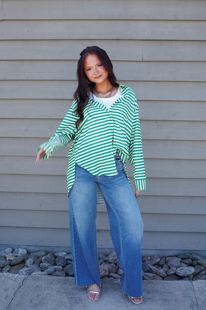 Emerald Striped Button Down