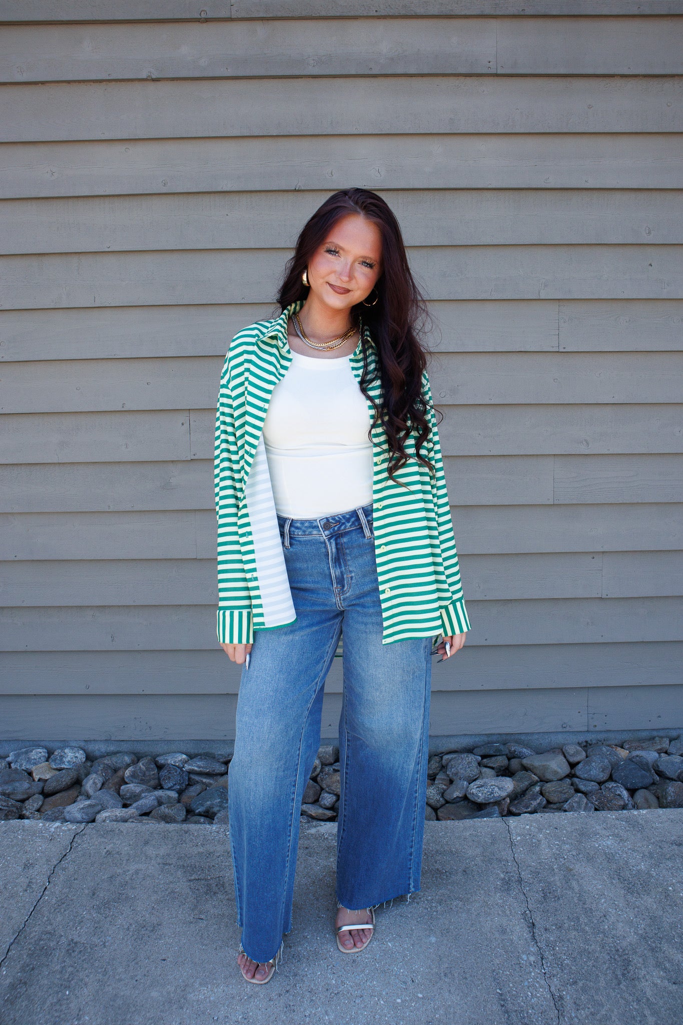Emerald Striped Button Down