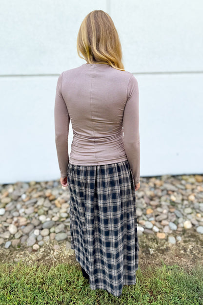 Autumn Muse Plaid Midi Skirt