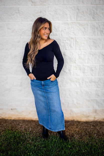 Free People - Sleek Rib Layering Top - BLACK