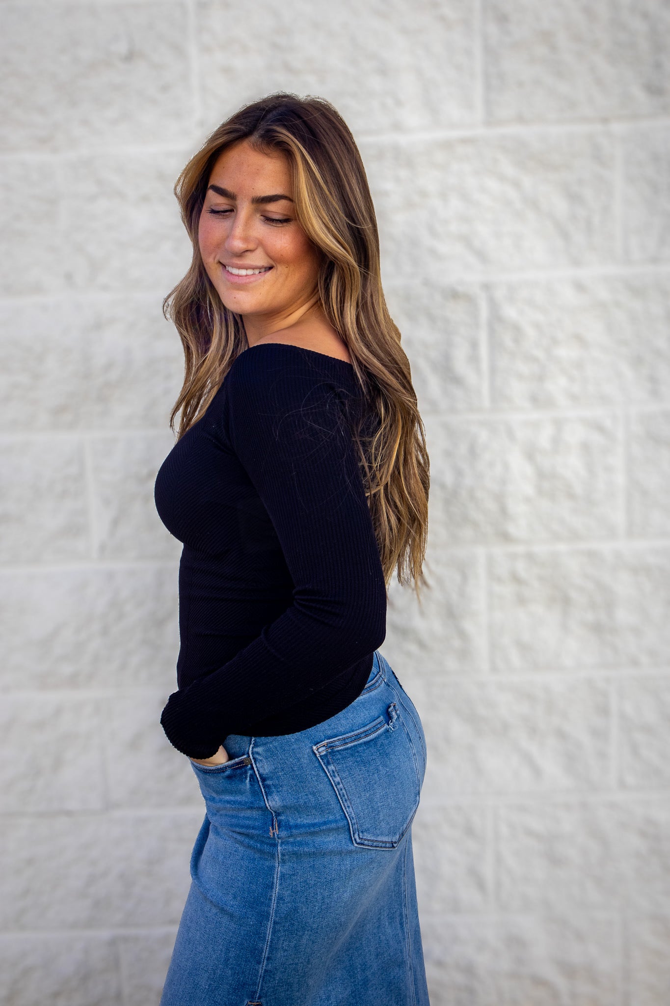 Free People - Sleek Rib Layering Top - BLACK
