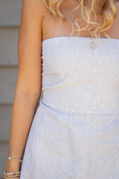 Sandbar Strapless Striped Linen Maxi Dress
