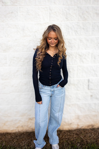 Free People - Going Places Cardi - BLACK