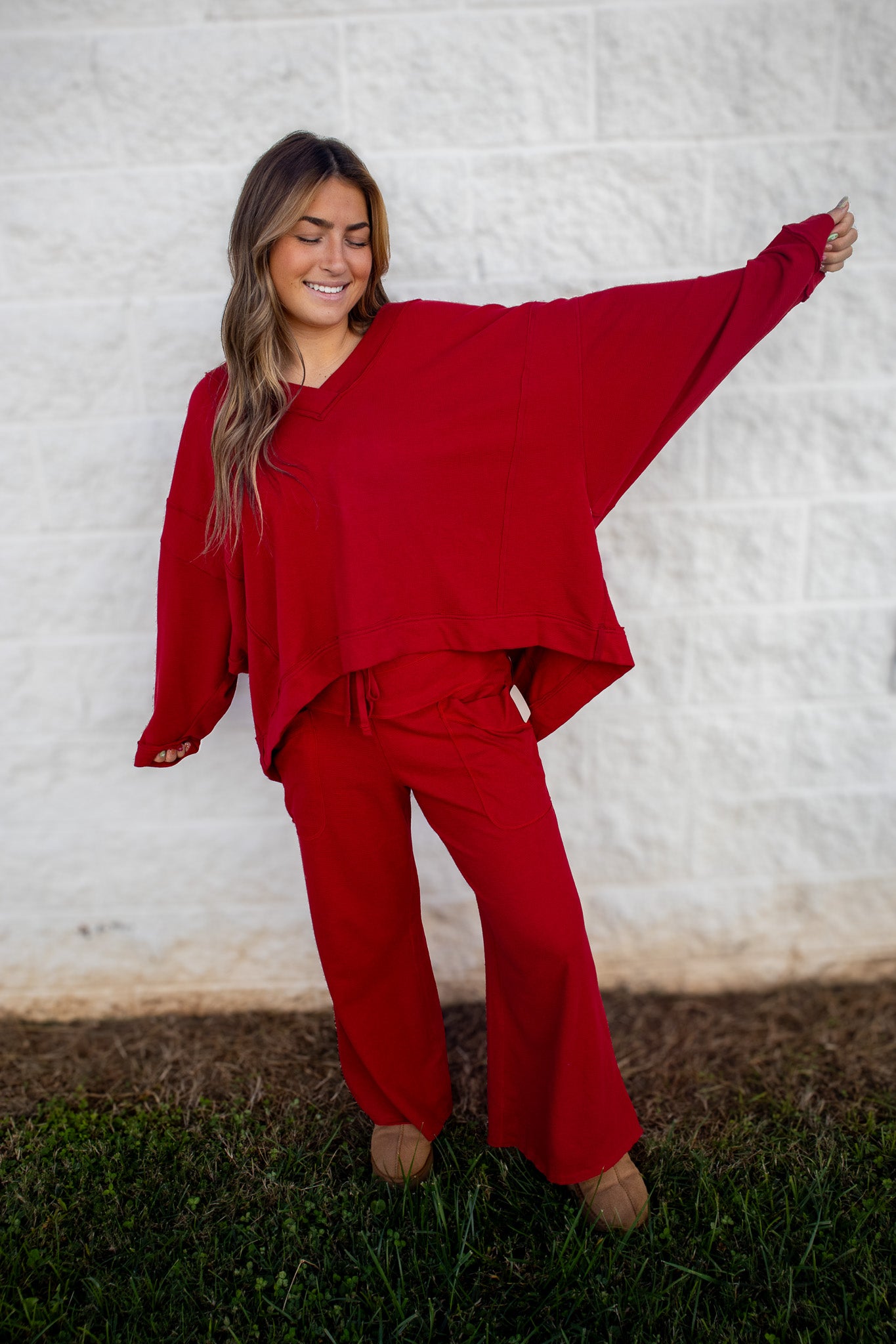 Free People - Staycation Lounge Pants - DEEP CHERRY
