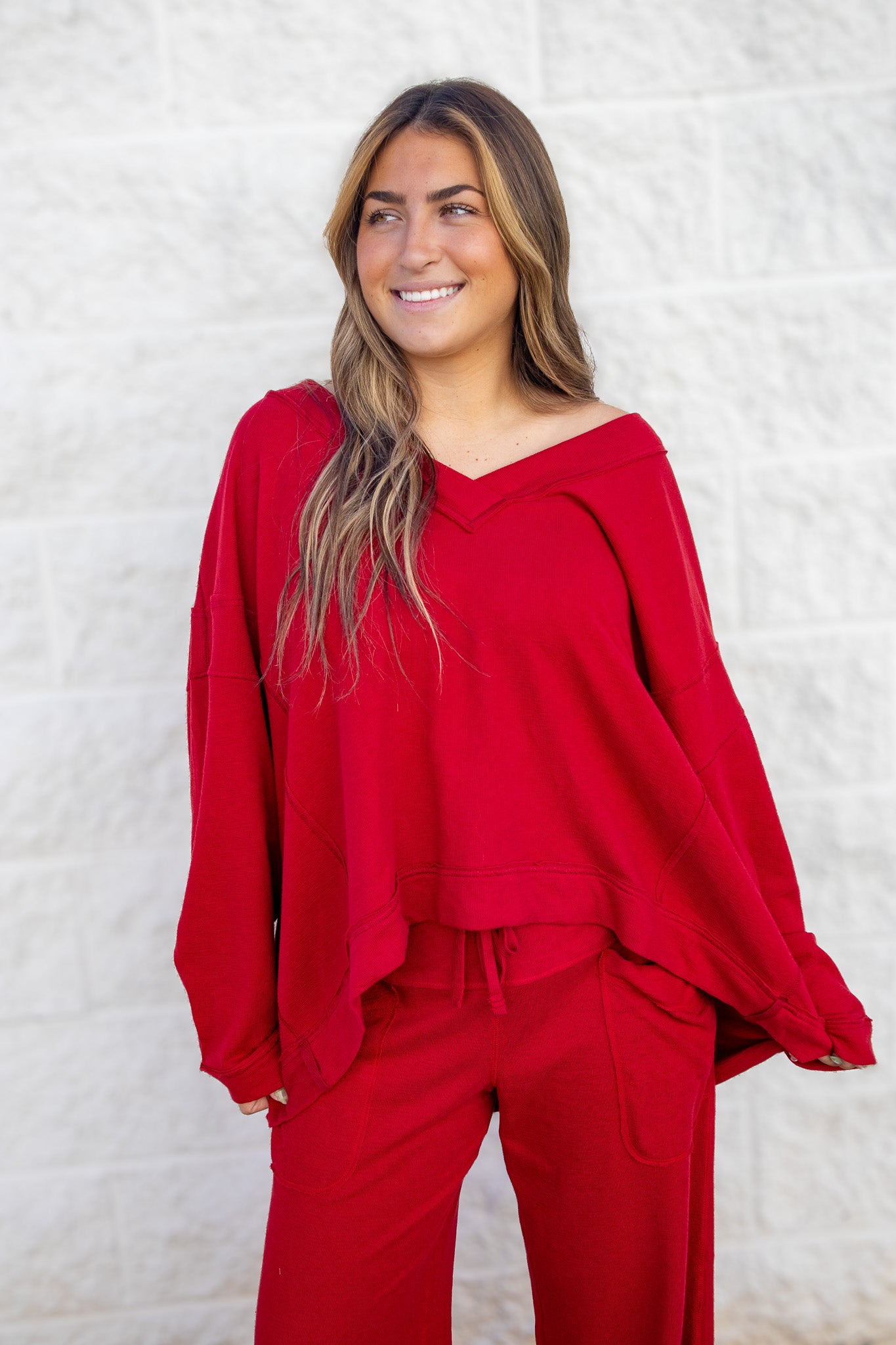 Free People - Staycation Pullover - DEEP CHERRY