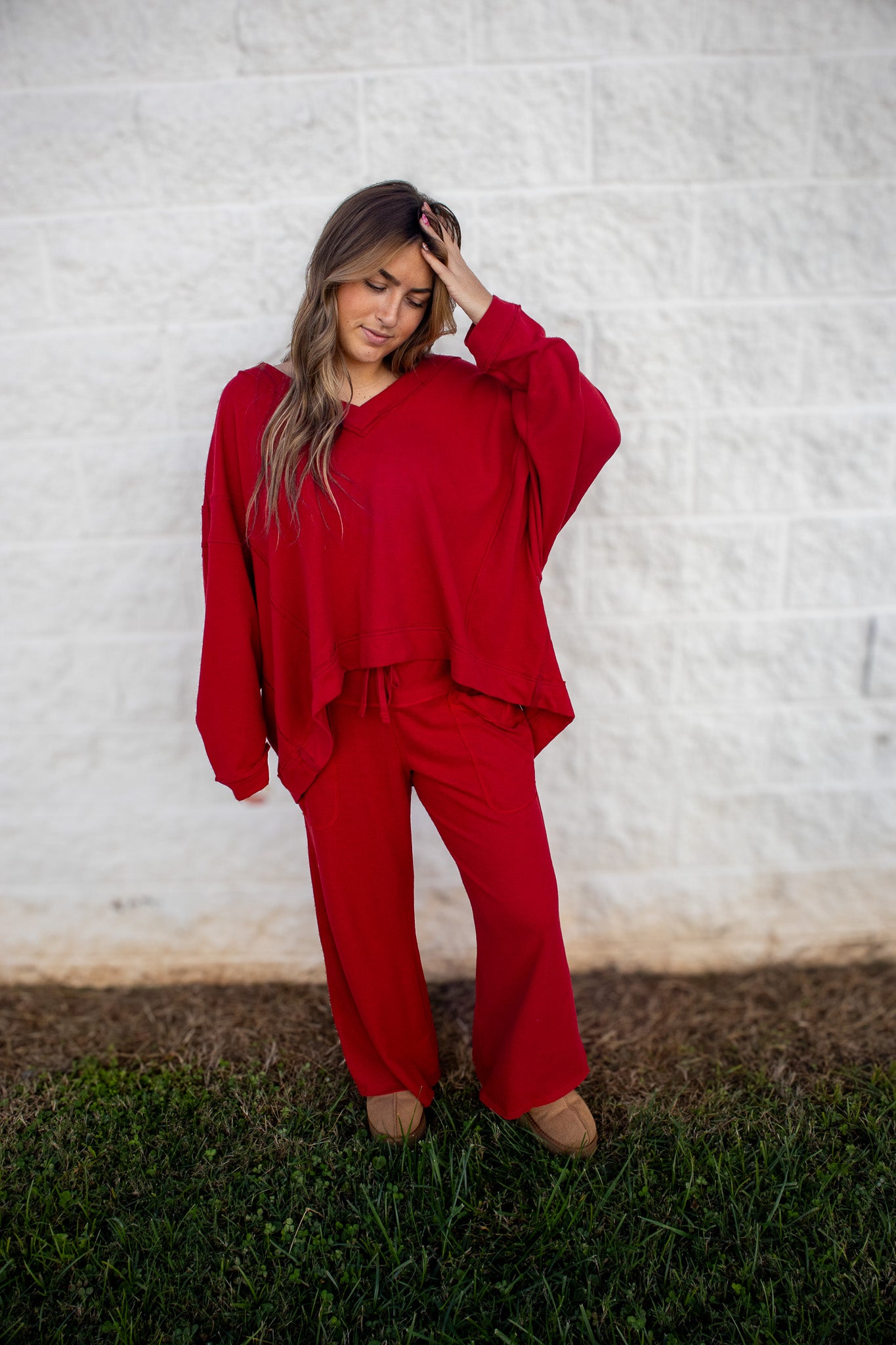 Free People - Staycation Lounge Pants - DEEP CHERRY