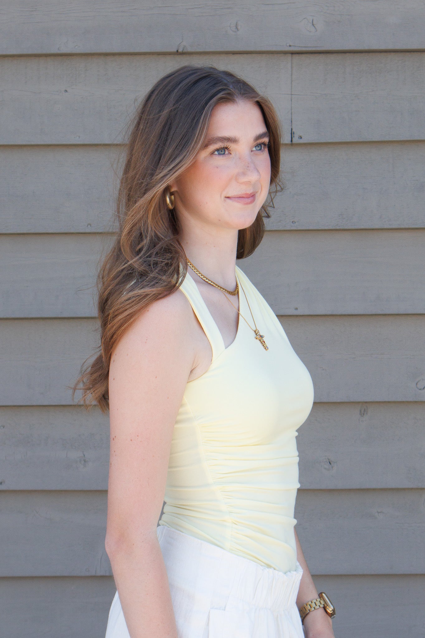 Feels Like Summer Asymmetric Ruched Top-Yellow