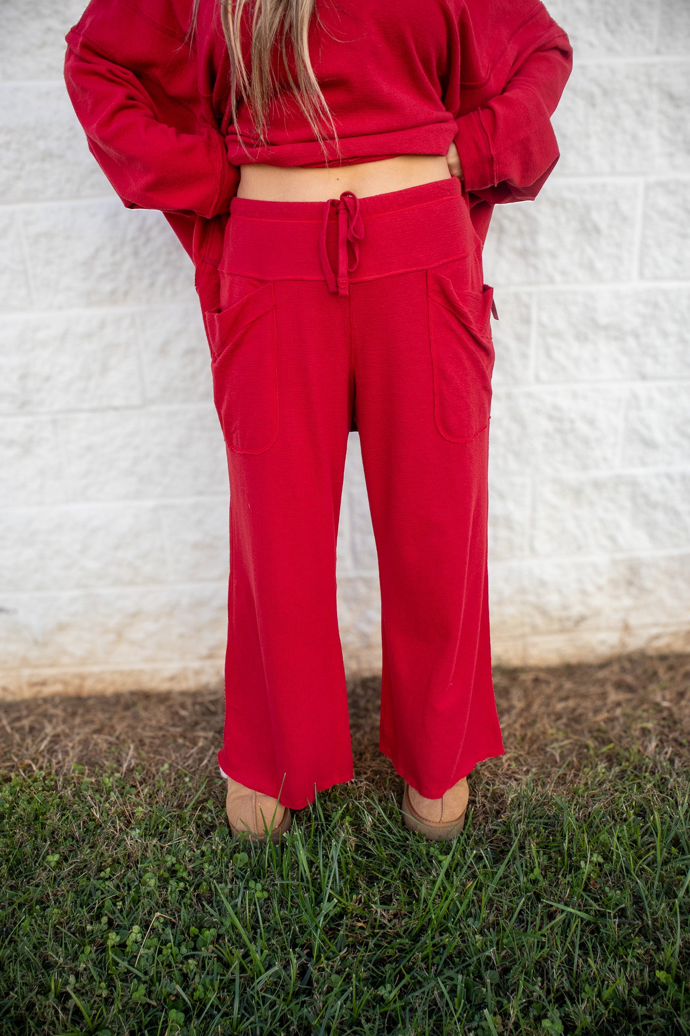 Free People - Staycation Lounge Pants - DEEP CHERRY