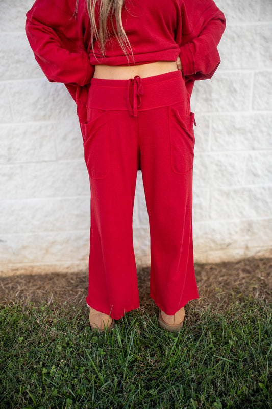 Free People - Staycation Lounge Pants - DEEP CHERRY