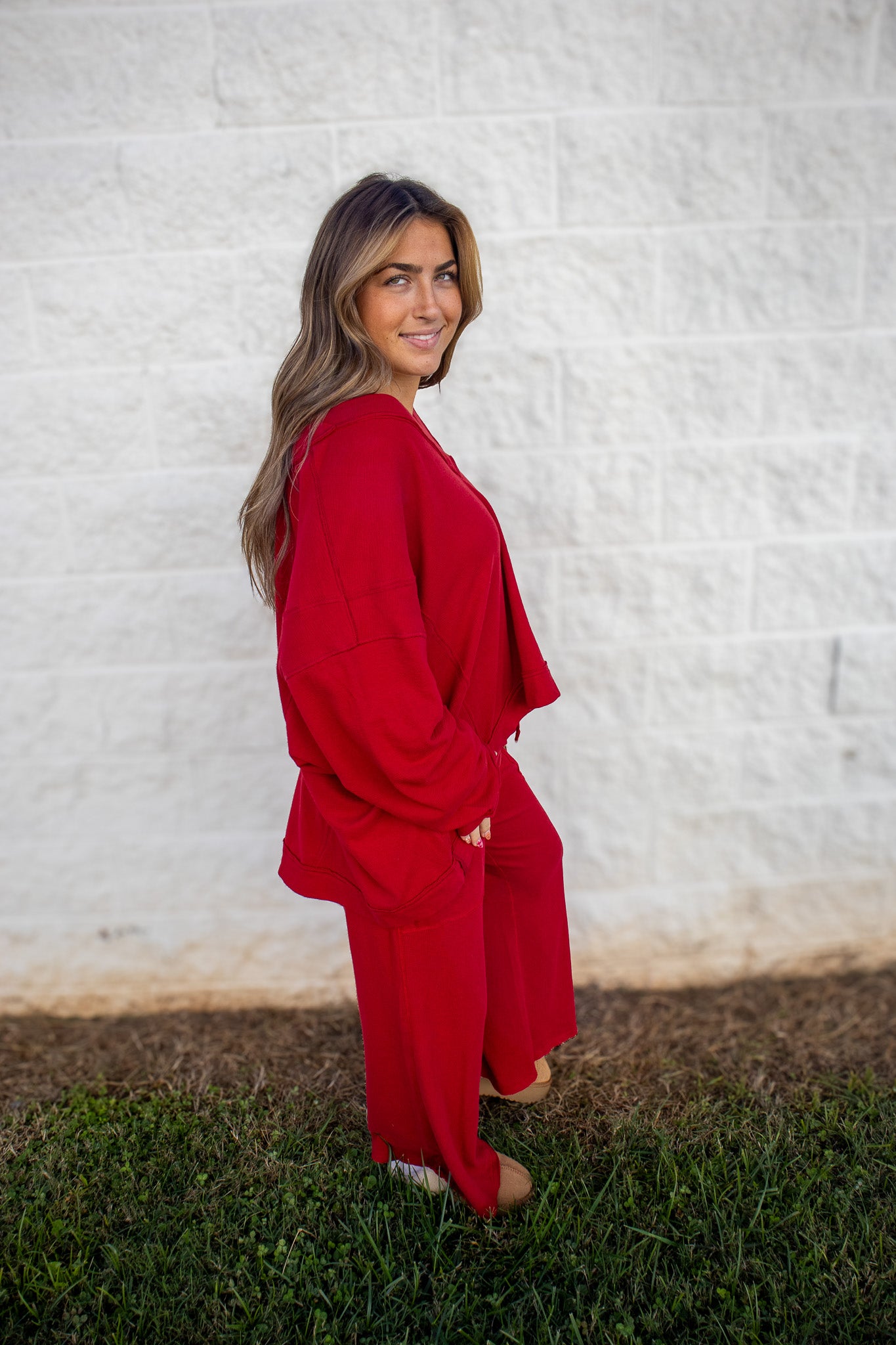 Free People - Staycation Lounge Pants - DEEP CHERRY