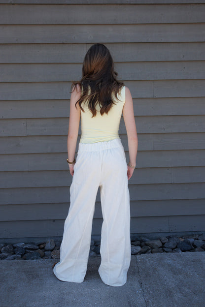 Free People-Day's End Linen Pull-On Pants-CLEAN IVORY