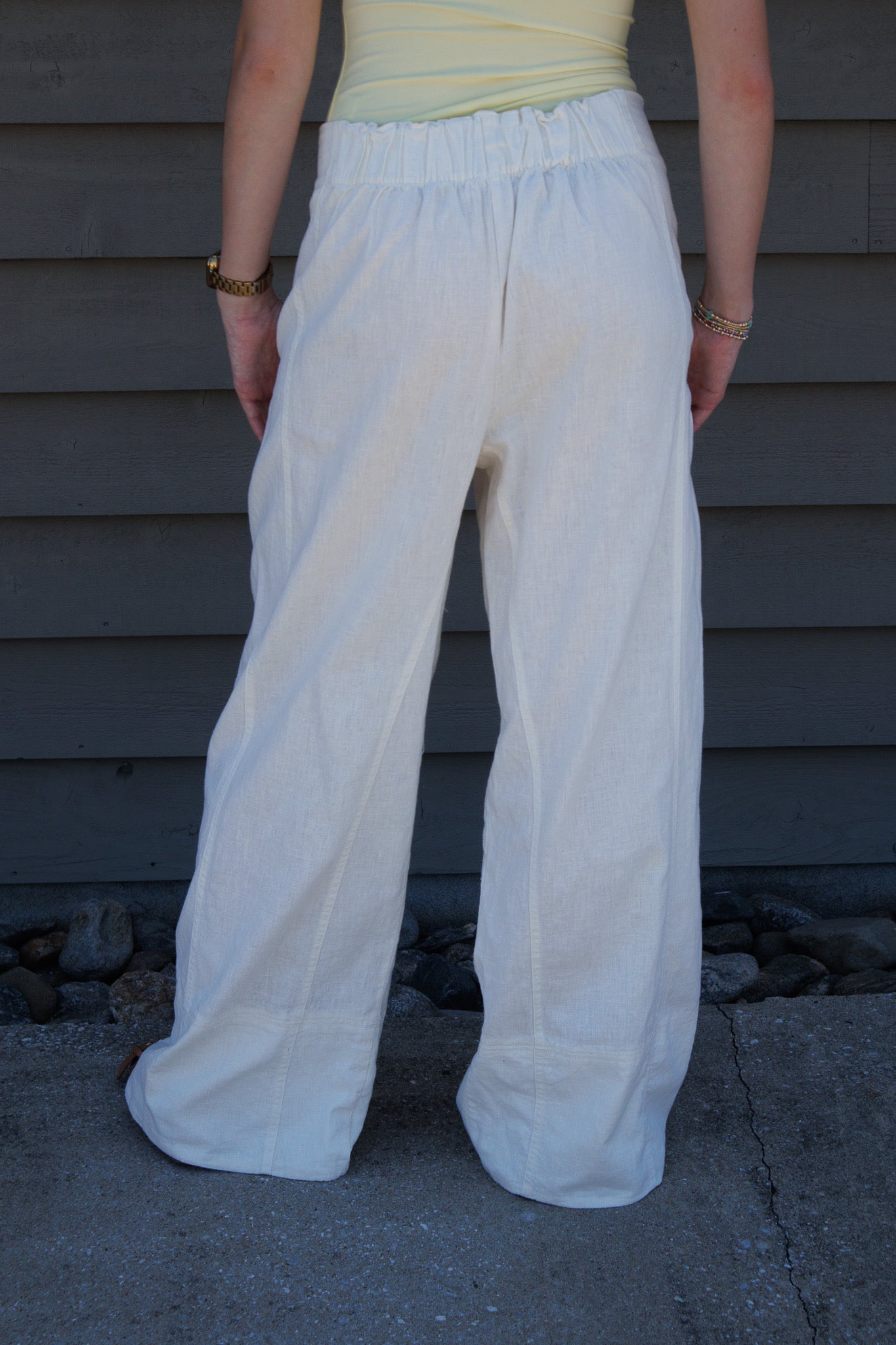 Free People-Day's End Linen Pull-On Pants-CLEAN IVORY