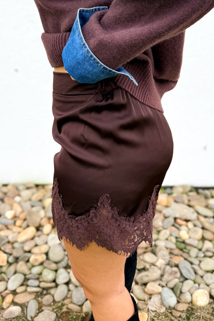 After Hours Lace-Trim Shorts – Chocolate Brown