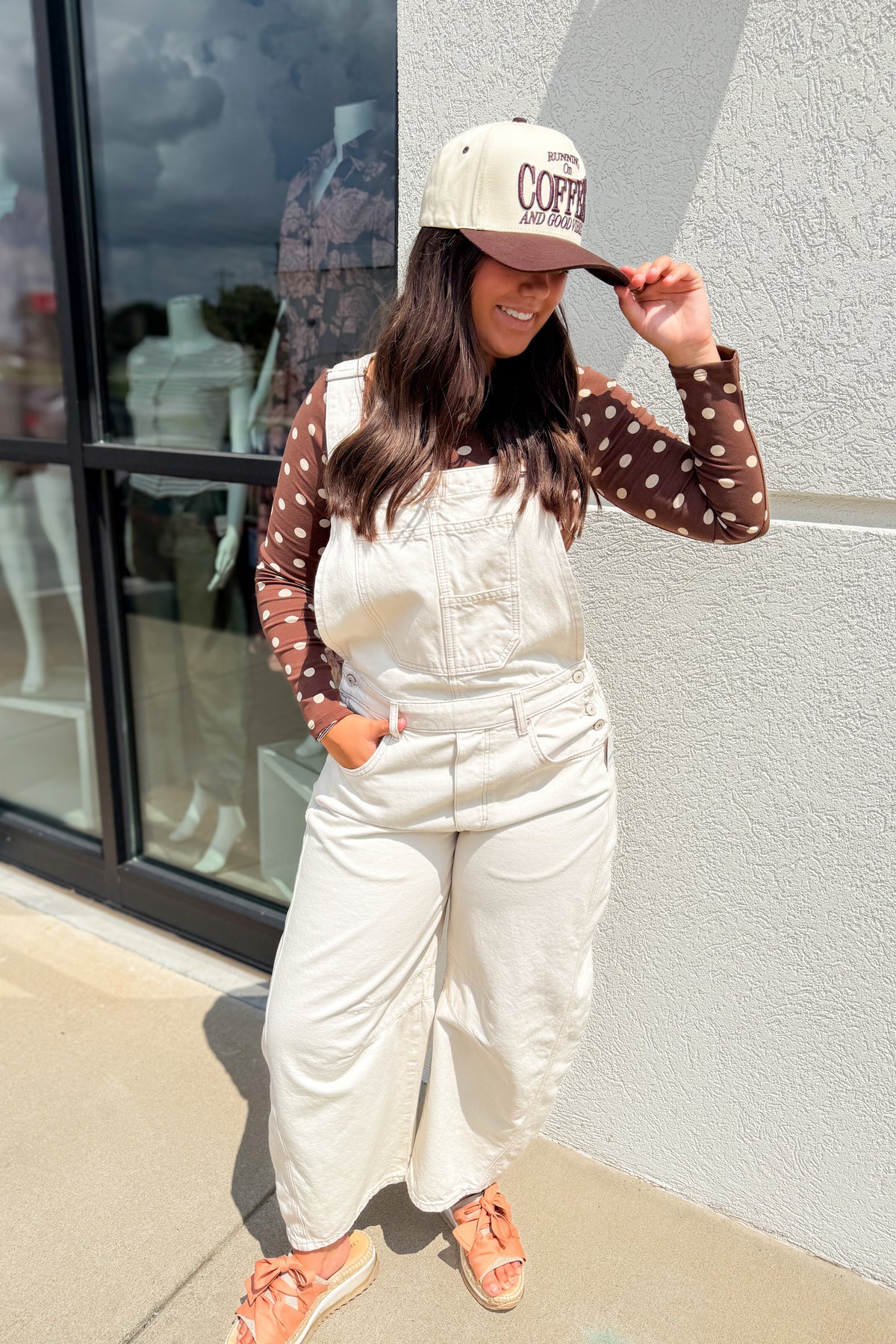 Free People - Good Luck Barrel Overalls - MILK