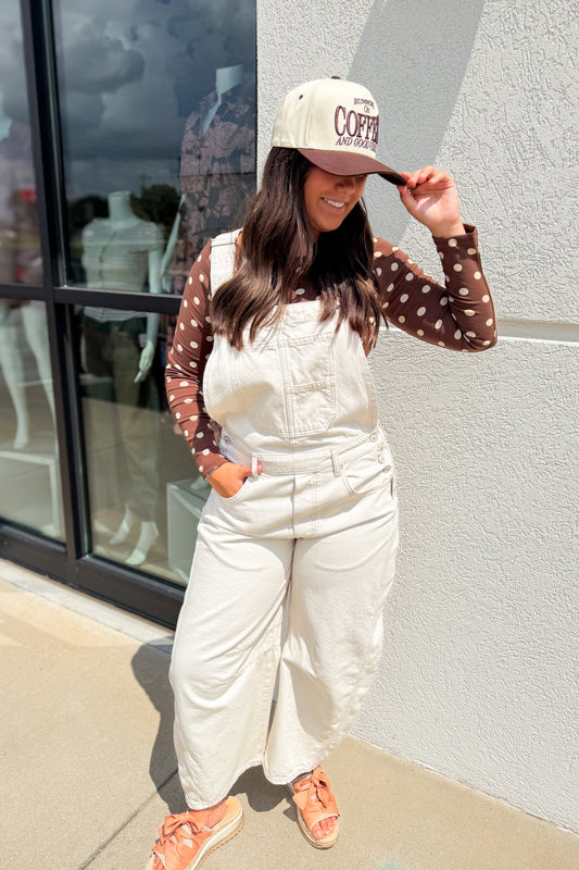 Free People - Good Luck Barrel Overalls - MILK