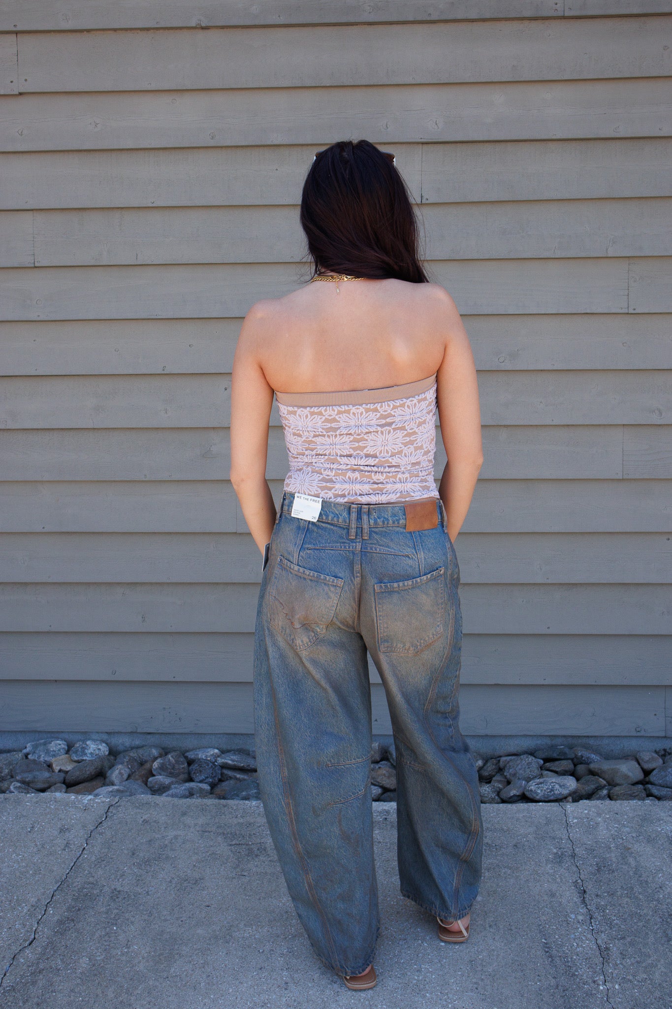 Love Notes Floral Knit Tube Top- TAUPE