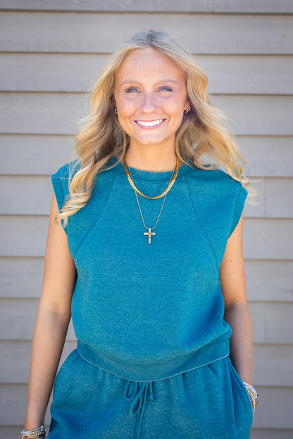 Rest Day Two-Piece Lounge Short Set - Dark Teal