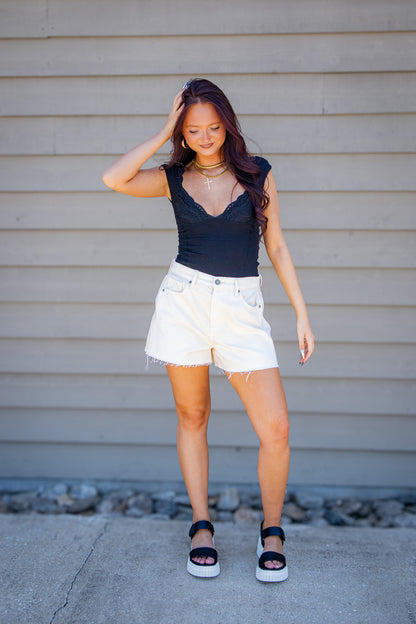 Free People - Intimately Blush Hour Sweetheart Eyelet Tee - Black