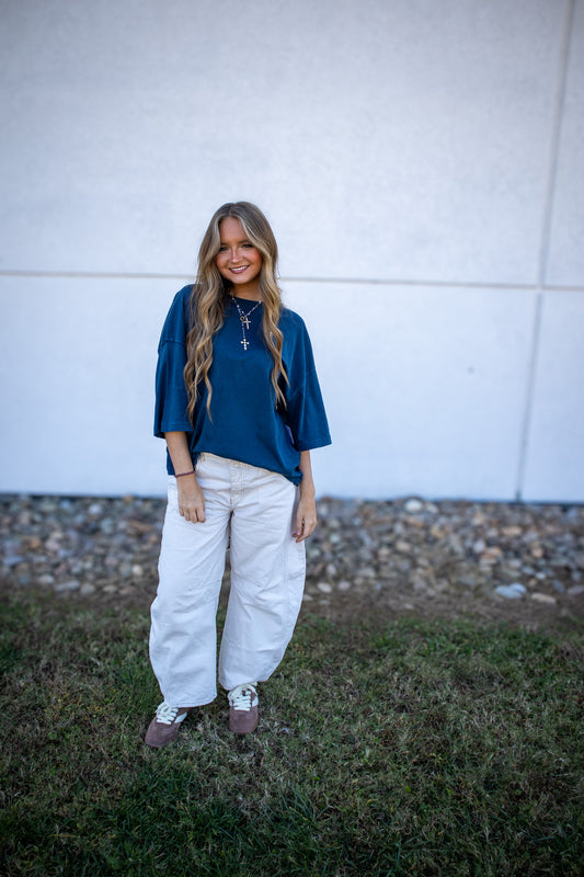 Free People - Perfect Oversized Tee - VARSITY NAVY