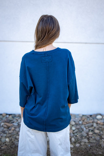 Free People - Perfect Oversized Tee - VARSITY NAVY