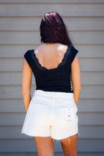 Free People - Intimately Blush Hour Sweetheart Eyelet Tee - Black