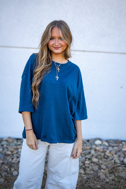 Free People - Perfect Oversized Tee - VARSITY NAVY