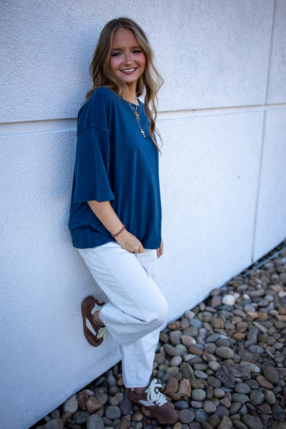 Free People - Perfect Oversized Tee - VARSITY NAVY