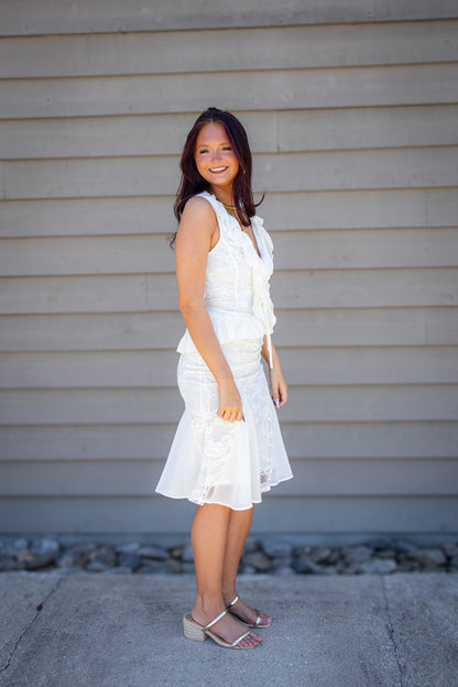 Everly Romantic Cream Lace Ruffle Top