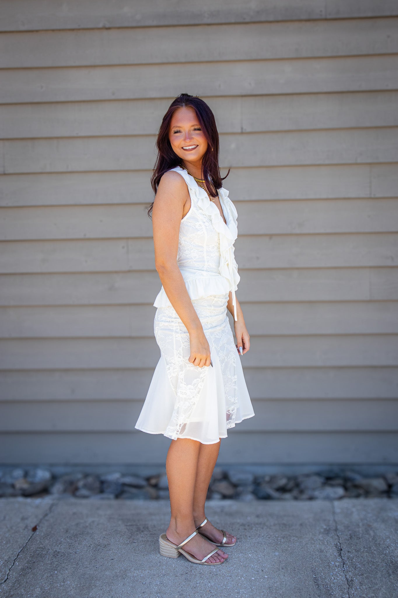 Everly Ruffle Lace Midi Skirt