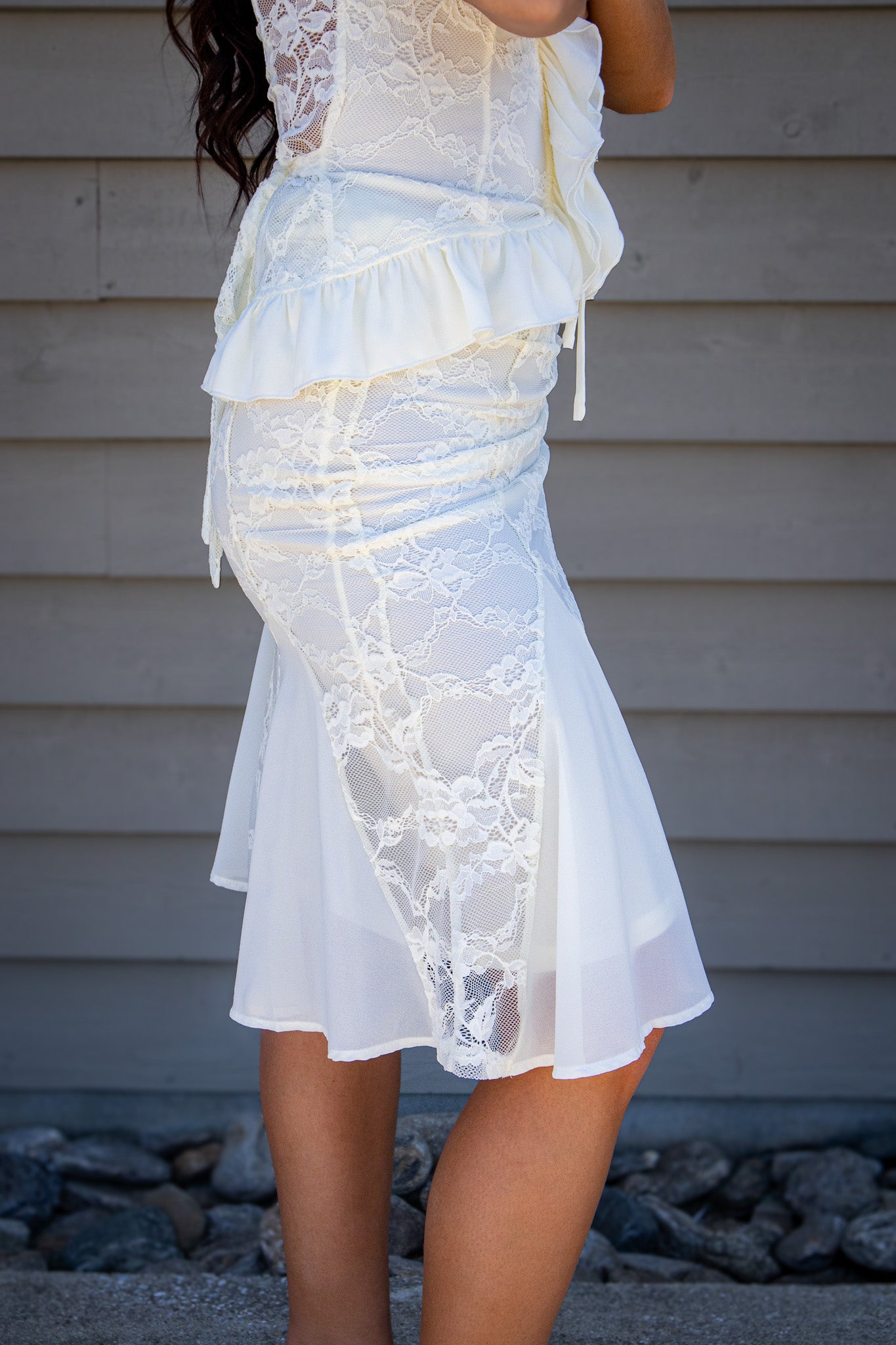 Everly Ruffle Lace Midi Skirt