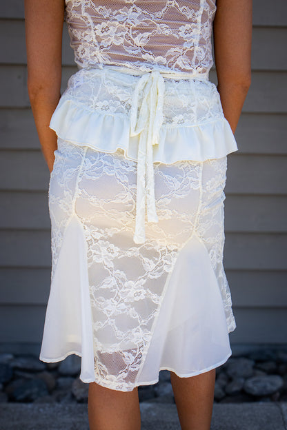 Everly Ruffle Lace Midi Skirt