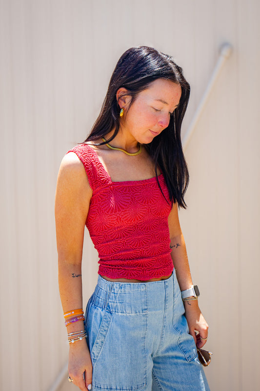 Free People- Love Letter Cami- SALSA (Red)