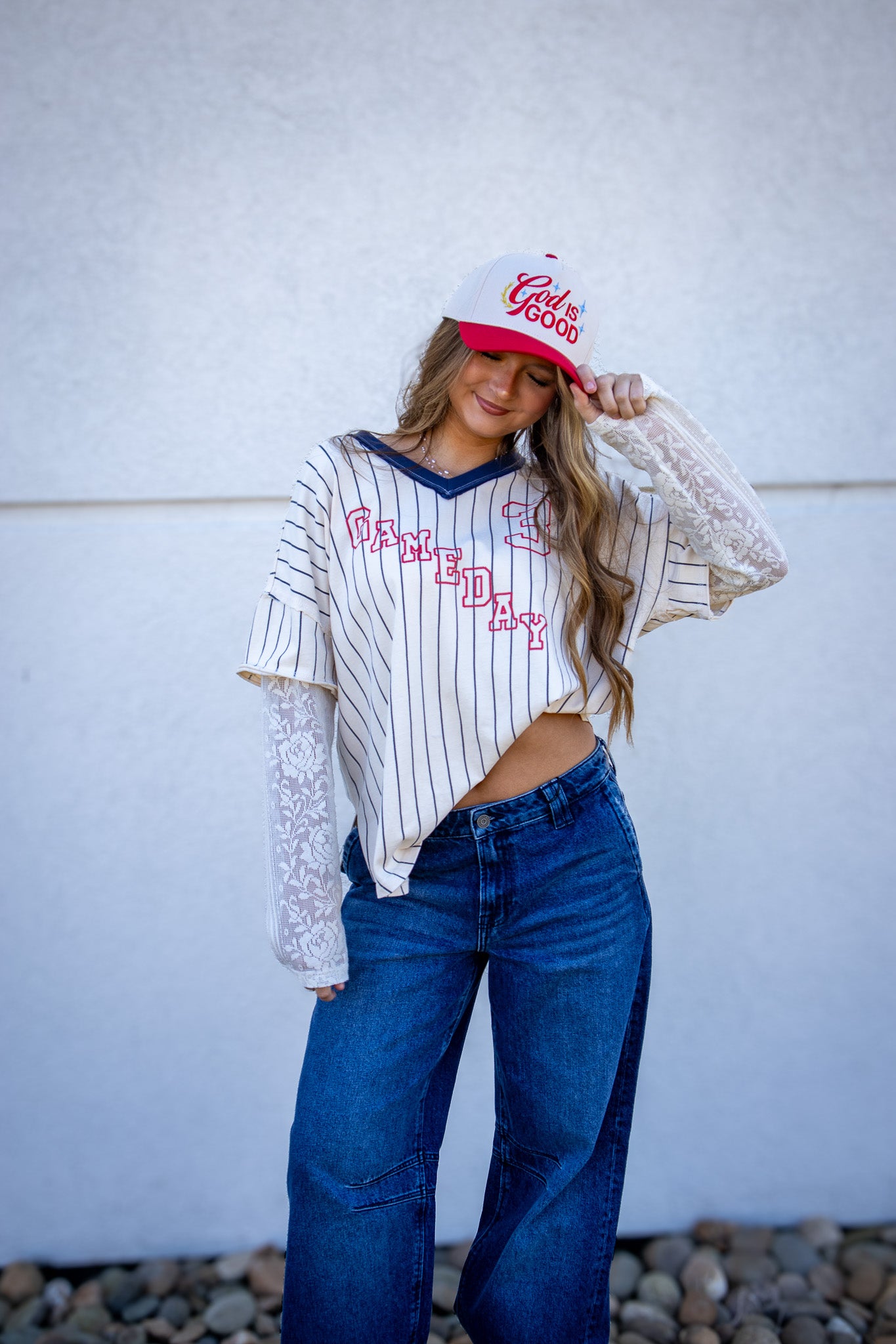 Lace League Layered Varsity Top