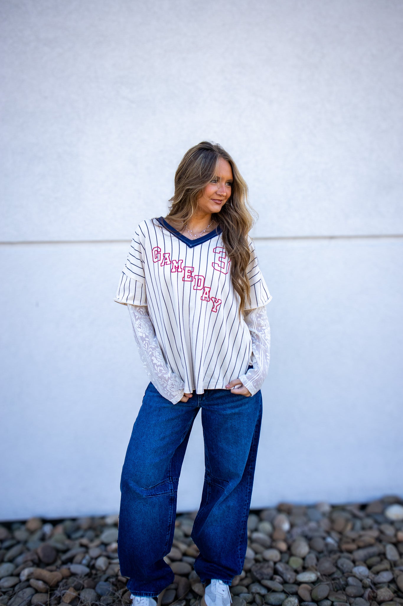 Lace League Layered Varsity Top