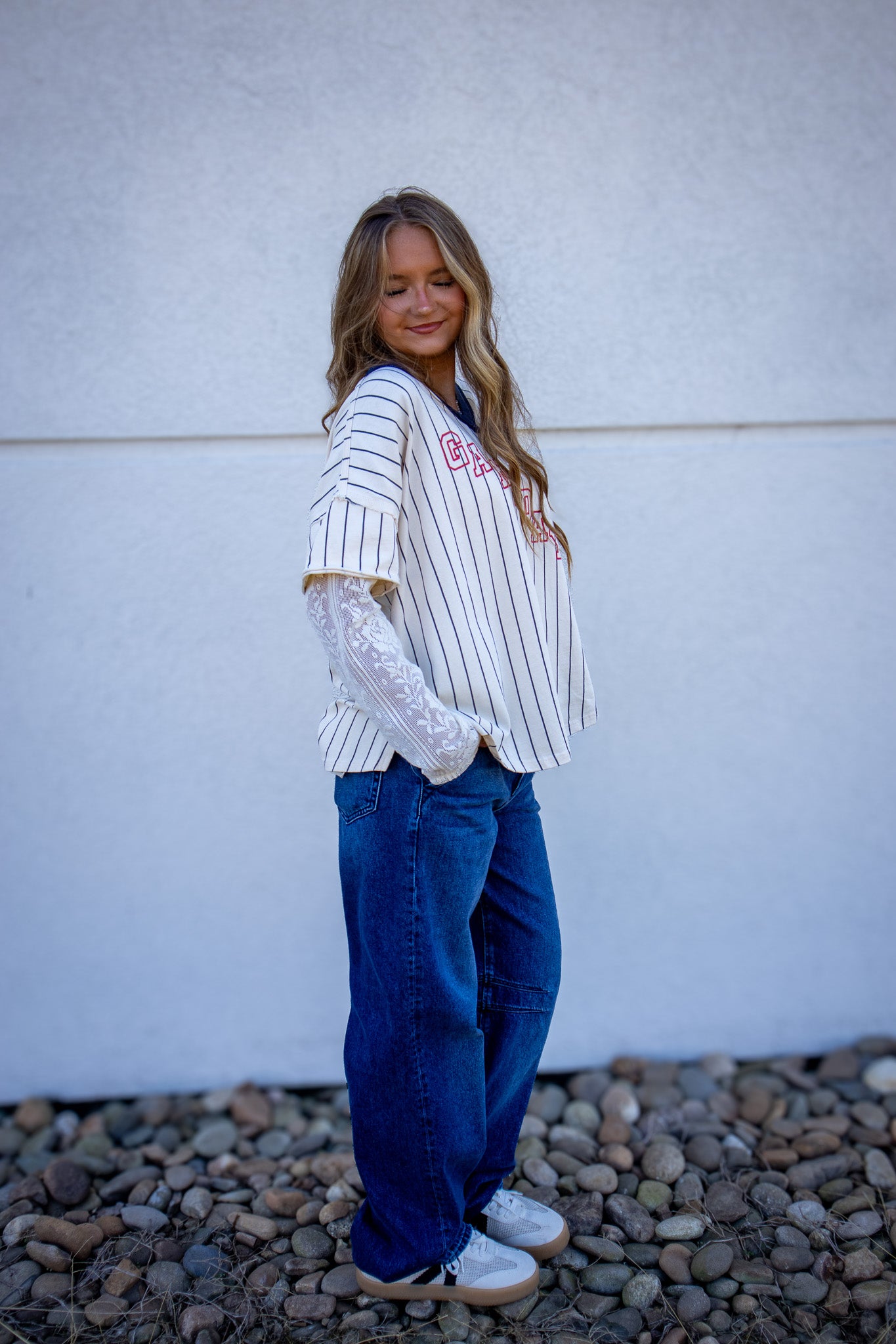 Lace League Layered Varsity Top