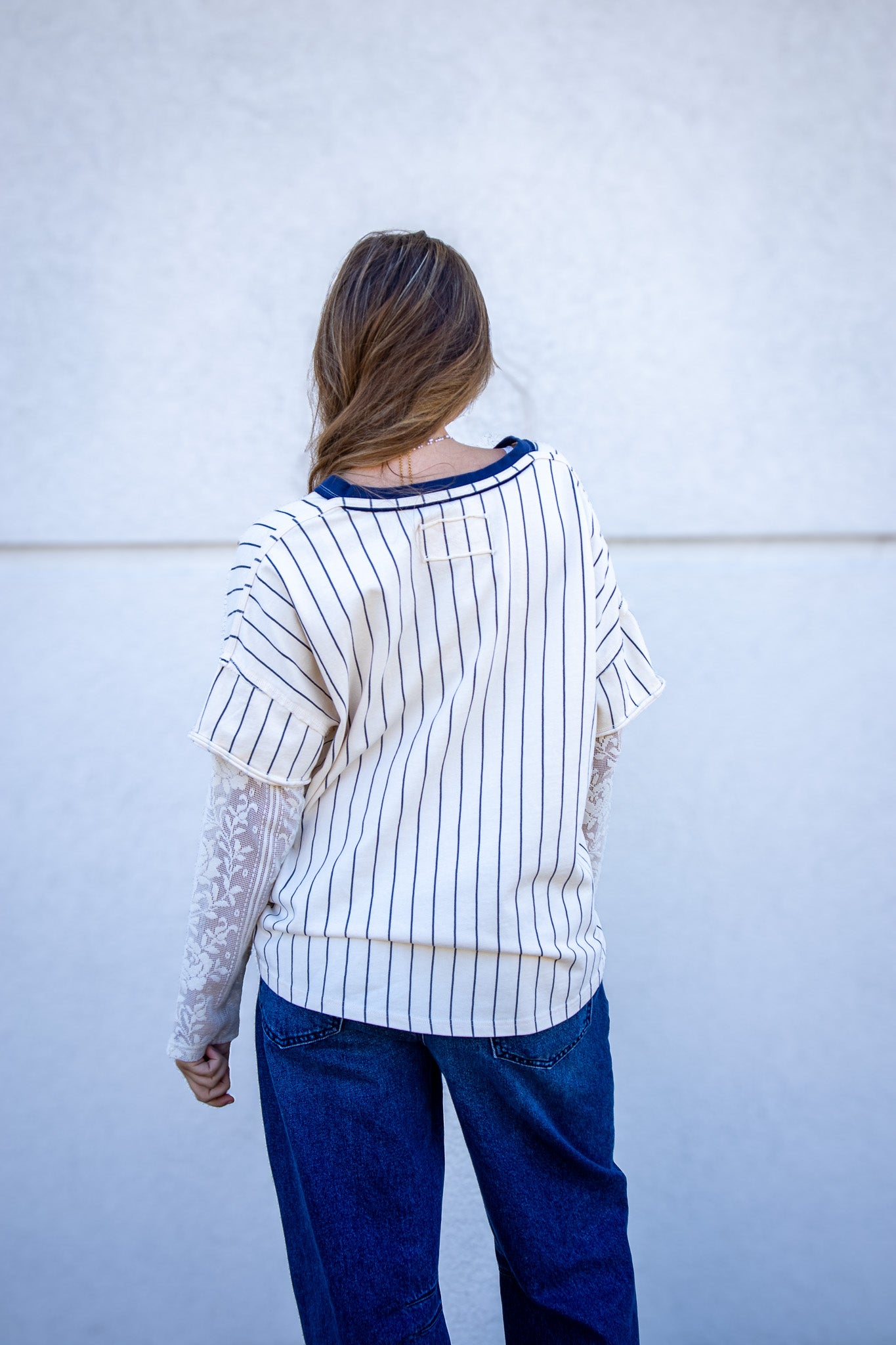 Lace League Layered Varsity Top