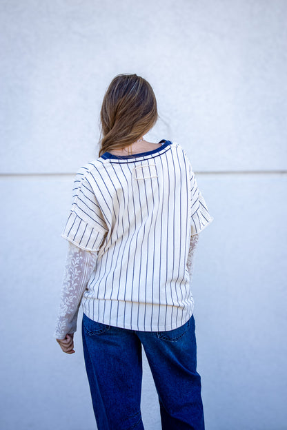 Lace League Layered Varsity Top