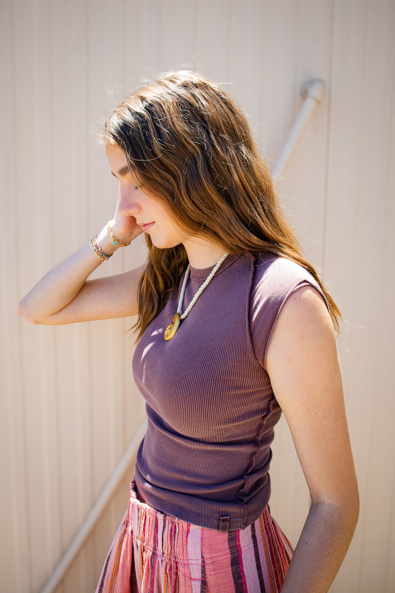 Free People - We The Free - Ever Had Ribbed Cap Sleeve Tee - Brunette/Brown