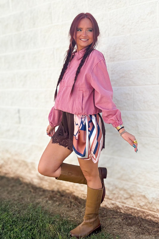 Free People - Birdie Track Jacket - ROSE RAISIN