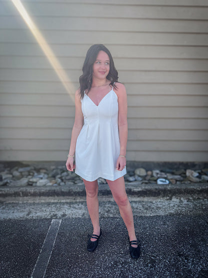 Sweet Grace White Fit & Flare Mini Dress