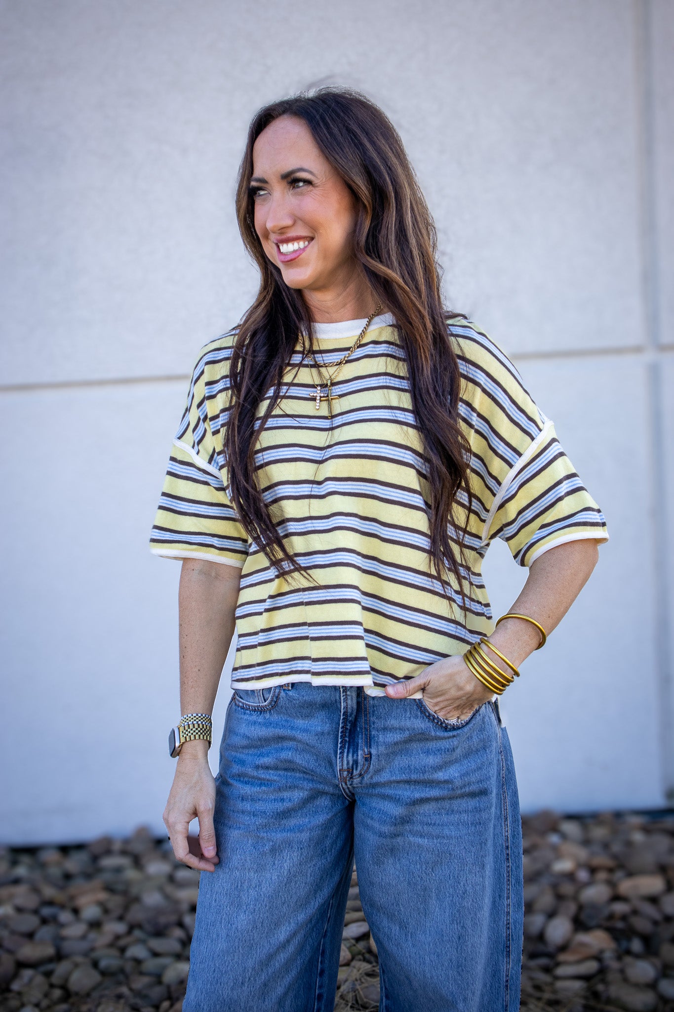 Free People - Clean Rugby Tee - YELLOW COMBO