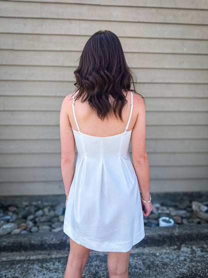 Sweet Grace White Fit & Flare Mini Dress