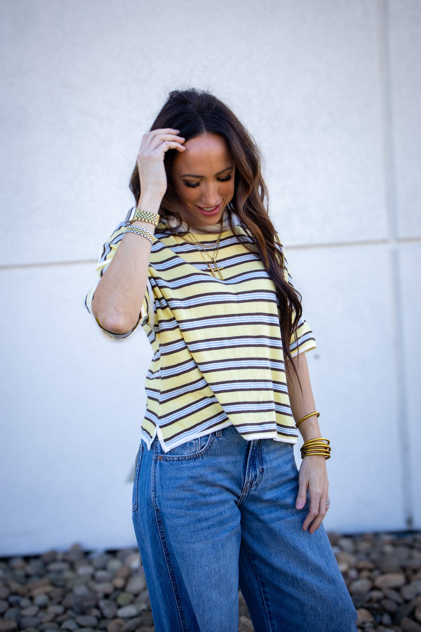 Free People - Clean Rugby Tee - YELLOW COMBO
