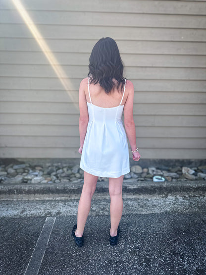 Sweet Grace White Fit & Flare Mini Dress