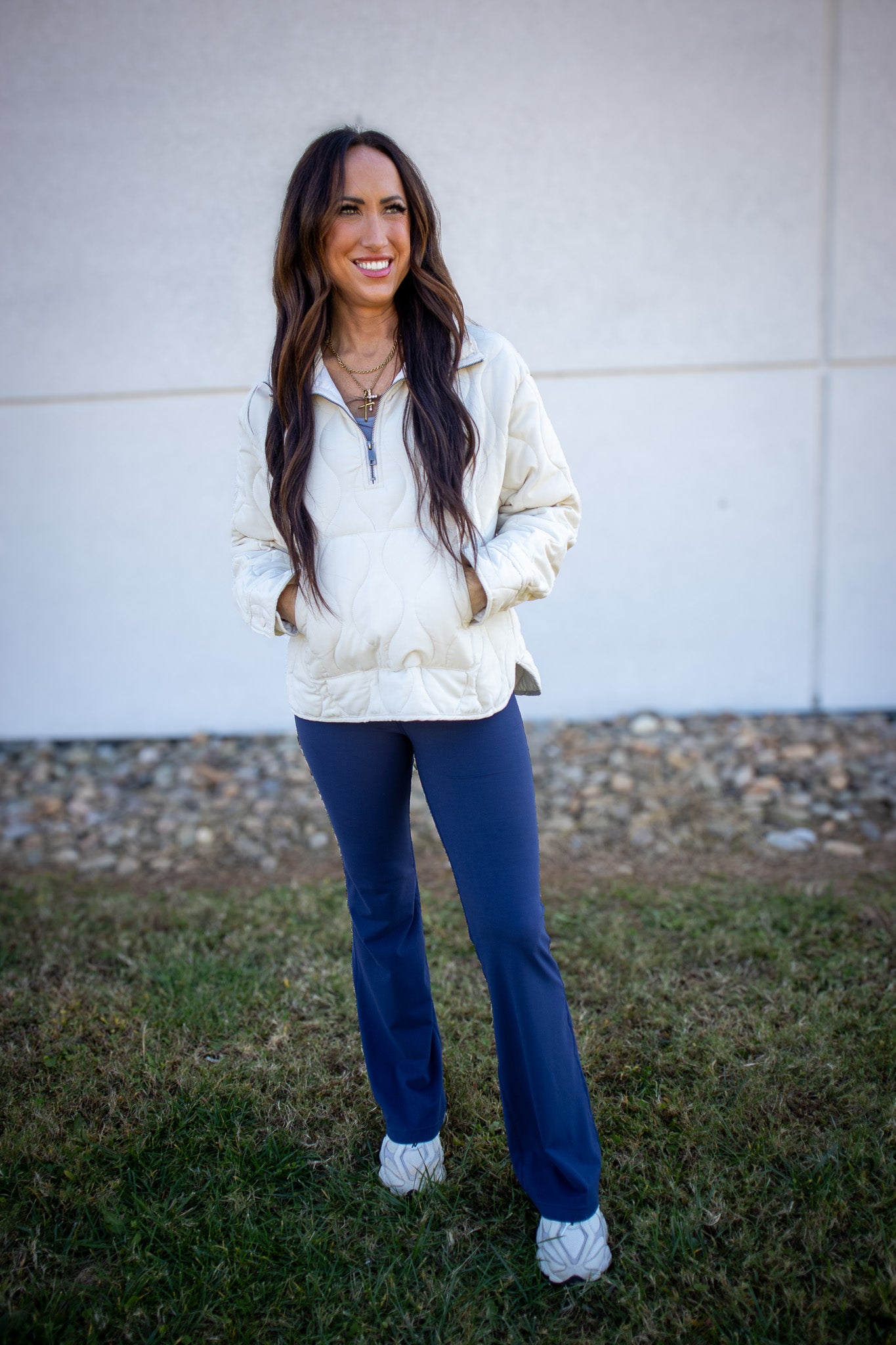Clean Girl Quilted Quarter Zip - CREAM