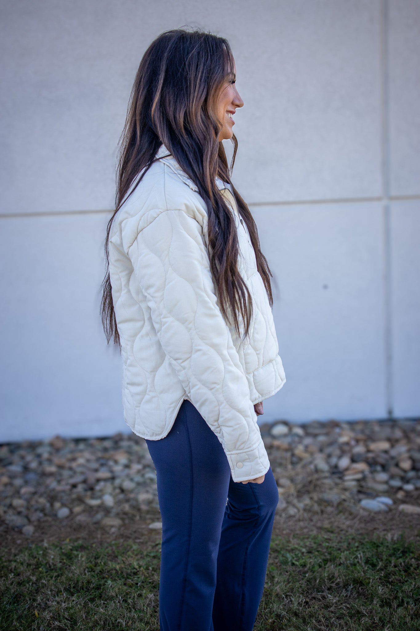 Clean Girl Quilted Quarter Zip - CREAM