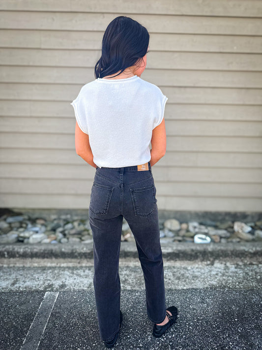 Free People - Pacifica Straight-Leg Jeans - WORN BLACK
