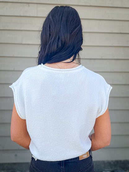 Ivory Textured Cap Sleeve Top