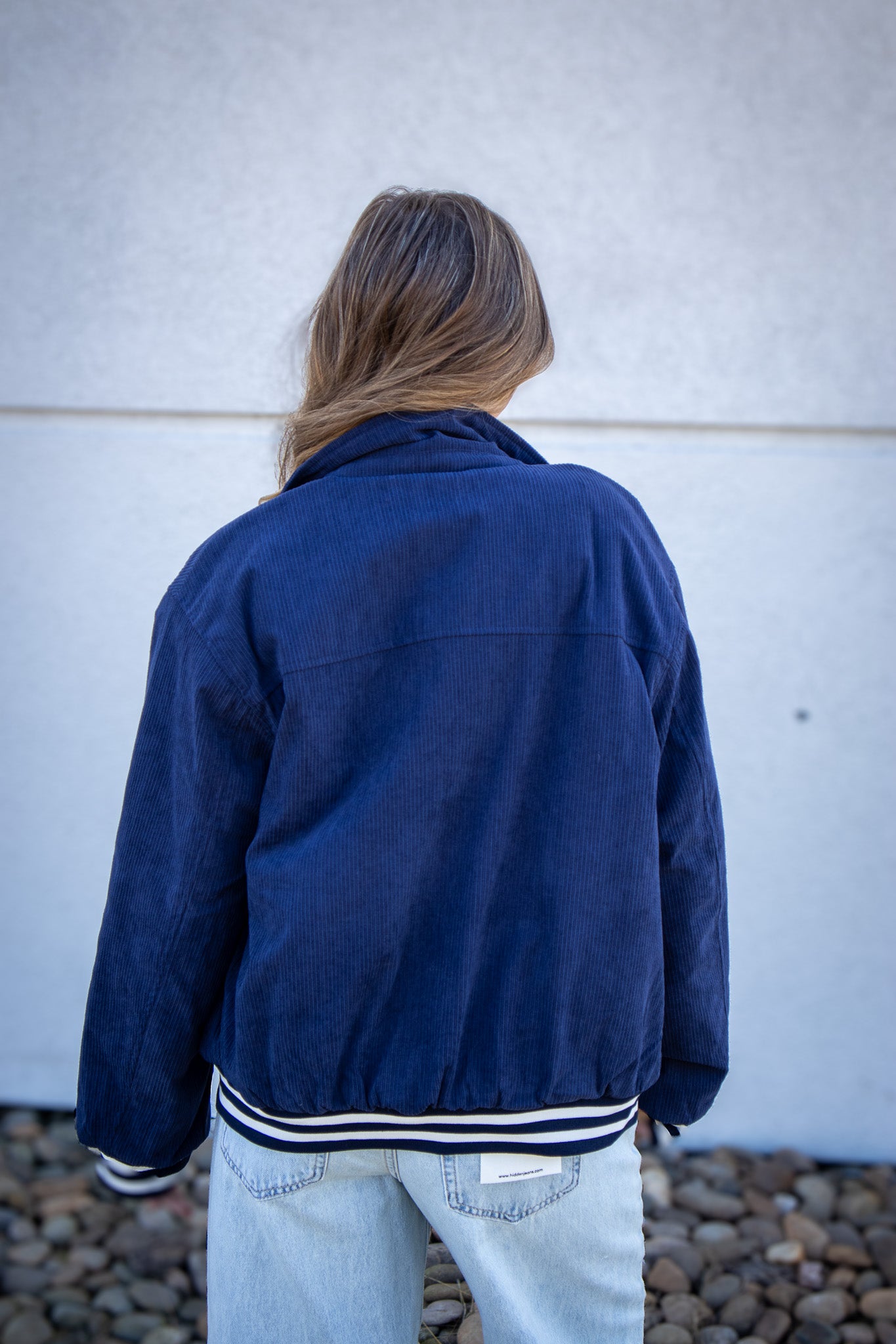 Corduroy Varsity Bomber Jacket - NAVY