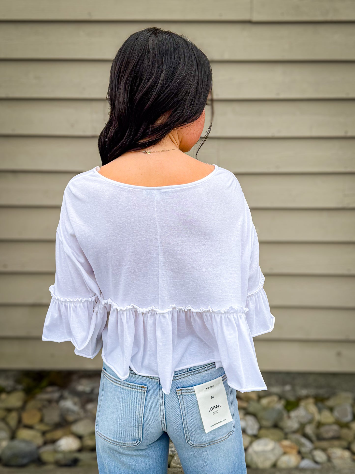 White Babydoll Ruffle Top